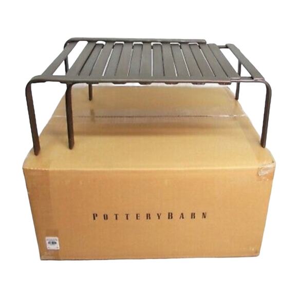 Pottery Barn Metal Shelf Riser Expandable 2 Pc Iron Set Kitchen Cupboard Storage - Picture 1 of 12